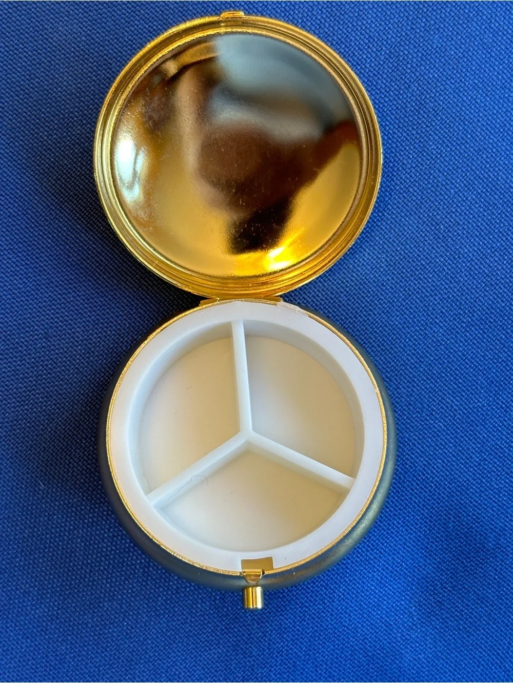 Decorative Austria Crest Divided Pill Box in Black and Gold. Like New